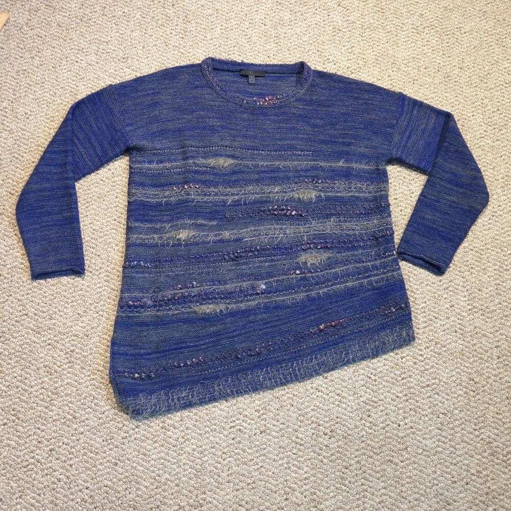 Diktons Barcelona Sweater Womens 8-10  Purple Gray Artsy Merino Wool